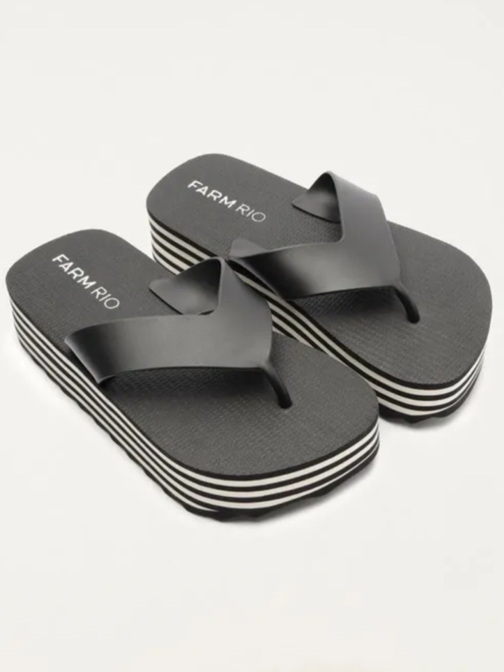 Farm Rio platform flip flop striped sandal flat form